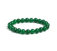HZLXF1 Bracelet Vert foncé Bracelet de Jade Vert Naturel adapté aux Perles de Pierre for Hommes Bracelet de Jaspe perlé élastique (Size : 8mm, Color : Green Chalcedony)