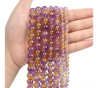 HZLXF1 Perles de Pierre Naturelle Ametrine Ronde Perles lâches for la Fabrication de Bijoux Bracelet à Aiguille DIY 4-10 mm (Item Diameter : 8mm)