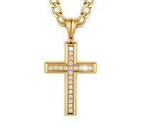 HZMAN acier inoxydable 24K or plaqué croix collier pour hommes femmes