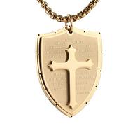 HZMAN Armor of God Ephesians 6:16-17 Acier Inoxydable Foi Croix Bouclier Collier Pendentif pour Hommes Bijoux Cadeau, Acier inoxydable, Pas de gemme