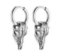 HZMAN Boucles d'oreilles tête de chèvre crâne pour hommes et femmes en acier inoxydable gothique punk diable satanique Dangle Drop Boucles d'oreilles Baphomet Goat Bijoux Cadeau, Acier inoxydable, Pas