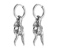 HZMAN Boucles d'oreilles tête de chèvre crâne pour hommes et femmes en acier inoxydable gothique punk diable satanique Dangle Drop Boucles d'oreilles Baphomet Goat Bijoux Cadeau, Acier inoxydable, Pas