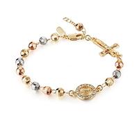 HZMAN Bracelet à maillons réglables avec croix Vierge Marie Vierge de Guadalupe pour femme et fille, Laiton, Oxyde de zirconium