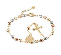 HZMAN Bracelet chapelet de Saint Benoît de 21,6 cm avec perles et croix exorcisme réglable pour femmes et filles, cadeau en laiton, sans pierre précieuse, Laiton, Sans pierre précieuse