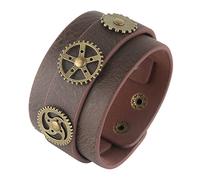 HZMAN Bracelet en cuir Steampunk réglable en alliage pour homme et femme Marron, 8.0-8.5Inch, Cuir, Non.