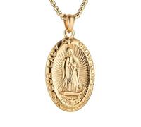 HZMAN Collier avec pendentif en acier inoxydable Mère Marie - Notre Dame de Guadalupe, Acier inoxydable, Pas de pierre précieuse