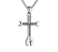 HZMAN Collier avec pendentif en forme de croix pour homme en acier inoxydable avec verset de la Bible Philippiens 4:13 I CAN DO ALL THINGS, Acier inoxydable, Pas de gemme