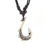 HZman Collier de style tribal Maori avec cordon en chanvre et pendentif en forme de requin formant un crochet