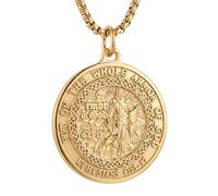 HZMAN Collier en acier inoxydable avec motif de chevaliers Templiers portant toute l'armure de Dieu Éphésiens 6:13-17, 3.7 cm x 3.7 cm (1.47 inch x 1.47 inch), Acier inoxydable, Pas de gemme