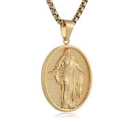 HZMAN Collier en acier inoxydable Jésus/Saint-Christophe/saint Benoît/Sainte-Barbara/saint Joseph/Vierge Marie/St Christophe/St Jude - Médaille de protection religieuse amulette bijoux pour homme et