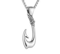 HZMAN Collier rétro en acier inoxydable avec pendentif hameçon Maui hawaïen pour homme, 0.65 cm x 5 cm x 0.5 cm, Acier inoxydable, Pas de pierre précieuse