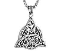 HZMAN double côté en acier inoxydable Triple déesse Triquetra collier nœud celtique irlandais chrétien Trinité nœud pendentif