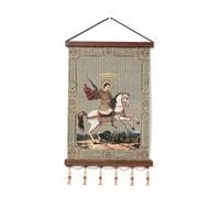 HZMAN Peinture de chevalier templier rétro faite à la main - Art mural médiéval croisé - Image esthétique pour salon, chambre à coucher - Cadre en bois - 43,2 x 30,5 cm