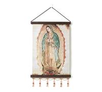 HZMAN Peinture vierge Marie rétro faite à la main - Décoration murale Sainte Vierge Marie Guadalupe - Image esthétique pour salon, chambre à coucher - Cadre en bois - 43,2 x 30,5 cm