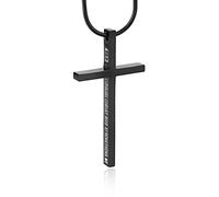 HZMAN Philippians 4:13 Collier avec pendentif croix en acier inoxydable avec verset de la Bible, L, Acier inoxydable, Pas de gemme