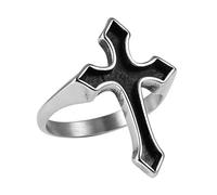 HZMAN Rétro Simple Unisexe Chrétienne Acier Inoxydable Religieux Croix Bague, Métal