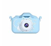 Hzoibyze Appareil Photo Numérique pour Enfants Caméra Portable Double Lentille avec Support Jeu Intégré Adapté Apprentissage Captation, Bleu Chat