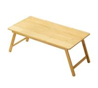 Hzoibyze Bureau Portable Table Pliante Table Basse Table d'Ordinateur Plateau Bambou Pliant Structure Stable Pliable Plat Adapté Télétravail Étudiant Appartement, Couleur Originale, Petite
