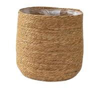 Hzoibyze Panier à Plantes Tressé, Porte-Pot, Contenant de Rangement Multifonctionnel en Paille, Imperméable et Léger, Idéal pour Le Salon et La Chambre, S