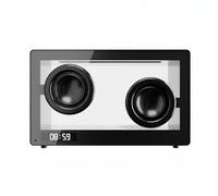 Hzoibyze Réveil Numérique Bluetooth Afficheur LED Double Haut-Parleur Lumière Personnalisable et Entrée Carte Matériaux Translucides Adaptés à l'Organisation du Bureau Chambre, Noir