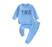 HZPHQY Tenue pour bébé garçon fille premier 1er 2ème anniversaire 1/2ème anniversaire imprimé un ou deux pantalons sweatsuit vêtements pour bébé, A Blue Two, 2-3 Years
