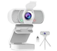 HZQDLN Webcam pour PC, webcam HD 1080p avec microphone, USB grand angle de 110 ° Plug & Play - Suppression du bruit pour les appels vidéo, le streaming, les jeux - Obturateur de confidentialité
