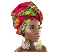 HZQIFEI Femmes Foulard Ciré Africain Wax Headwraps Tête Echarpe de Imprimé Motif Mode Bandeaux Longs Turbans Hijab (Style#20)