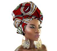HZQIFEI Femmes Foulard Ciré Africain Wax Headwraps Tête Echarpe de Imprimé Motif Mode Bandeaux Longs Turbans Hijab (Style#3)