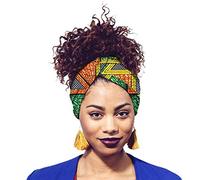 HZQIFEI Turban de Femmes Africain Traditionnel Cire Imprimé Bandeau Noué Élastique pour Femmes et Filles (Style#27, 12 * 200cm)