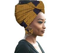 HZQIFEI Turban de Femmes, Turbans Foulard avec Boucle d'oreille Imprimé Bandeau Headwraps (Style#27, 55 * 180cm)