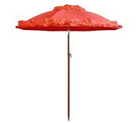 HZSCL 120cm Grand Parasol de Jardin avec Protection UV UPF50+, Inclinaison Réglable, 8 Baleines & Bordure Dentelle, pour Étal Marché - Rouge/Blanc Cassé, Replié:104cm(Red)