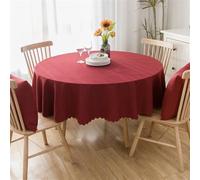HZSZXG Nappe Ronde imperméable et résistante à l'huile, Couleur Unie, en Coton et Lin, pour décoration de Table de Salle à Manger, de Mariage, d'hôtel, Rouge, diamètre 90 cm