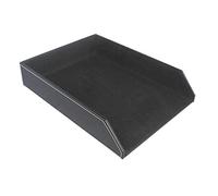 Hztuang Bac à courrier en cuir synthétique, organiseur de bureau, empilable, noir