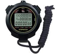 Hztuang Chronomètre de sport numérique, 10 tours/mémoire divisée, chronomètre, compte à rebours, grand écran, résistant à l'eau, horloge 12/24 heures