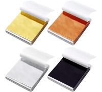 Hztuang Lot de 400 feuilles d'aluminium imitation argent et cuivre, feuilles dorées en écailles pour décoration de fête d'ongles, papier artisanal pour travaux manuels