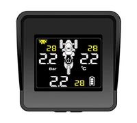 Hztuang Système de surveillance solaire sans fil de la pression des pneus de moto TPMS Moniteur de pression des pneus écran LCD 3 capteurs externes