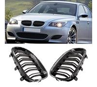 HZTWFC Une paire de grilles de rein avant sport noir brillant à double lamelle pour BMW Série 5 M5 E60/E61 525i 528i 528xi 530i 2003-2010 Grille de style de voiture