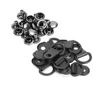 Hztyyier 100 Set Crochet de lacet Boucle à oeillet Anneau en D Brassblack Clips de montage noir mat Outil noir pour Camp Randonnée Escalade Réparation Chaussures en cuir Accessoires
