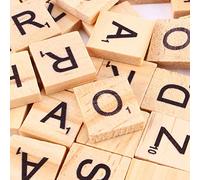 Hztyyier 100pcs Alphabet Pieces de Bois pour Les Jeux D'orthographe et L'artisanat, Les Tuiles de Puzzle en Bois éducatif pour et Les Parents
