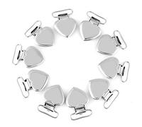 Hztyyier 10pcs Attache Sucette Dentition Jouets, Clips de Pince bretelle en métal en forme de coeur clips pour sucette sangle