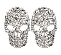 Hztyyier 2 Pcs Broche Crâne Squelette Visage Broche Gothique Halloween Costume Accessoires Étincelant Cristal Bijoux pour Femmes