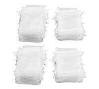 Hztyyier 200pcs Draw Sac à Orage à Cordes Elegant Organza Sac à Bijoux pour les Cadeaux de Cérémonie de Mariage, Mini Poches Transparentes (WHITE)
