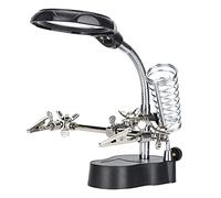 Hztyyier 3.5X 12X LED Light Helping Hands Station de Soudage à Loupe, Support de Loupe avec Pince Auxiliaire et Pinces Loupe de Bureau Loupe Loupe