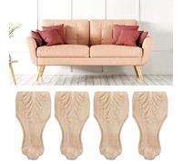 Hztyyier 4 PCS en Bois Massif Jambes De Meubles en Bois Sculpté Canapé Canapé Chaise Ottomane Causeuse Table Cabinet Meubles en Bois Jambes en Bois Bois Fini Sculpté Pieds(12 * 6cm) Office Supplies