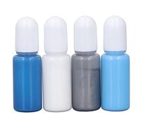 Hztyyier 4 PCS Résine Époxy Pigment Coloré Durable Résine Liquide Colorant Colorant pour DIY Art Coloration Peinture Coulée Figurines (Set 6 Bleu Marine, Gris, Blanc, Bleu Clair)