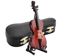Hztyyier 5.5in Violoncelle Miniature avec Archet Mini Violoncelle Modèle avec Support en Bois Instrument Réplique Ornements de Dollhouse Accessoire