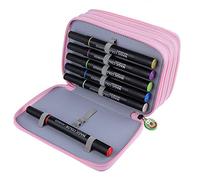 Hztyyier 72 emplacements, étui à Crayons Grande capacité Multifonctionnel en Tissu avec Fermeture éclair pour Bureau Scolaire (Rose)