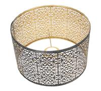 Hztyyier Abat-jour Cylindrique Décoratif Moderne en Fer pour Plafonnier Mural de Table Noir et or ajouré pour une Ambiance Confortable, Maisons, Hôtels, Bureaux, 25 Cm de Diamètre et 16 Cm de Hauteur
