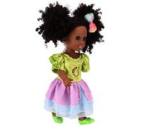 Hztyyier Adorable Ensemble de Poupée Africaine de 14 Pouces pour Enfants, Poupée Fille Noire avec de Jolis Cheveux Bouclés et Une Peau Douce, Compagnon de Jeu Idéal pour L'imagination des Enfants