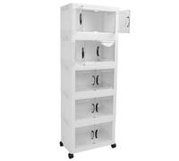 Hztyyier Armoire de Rangement en Plastique Empilable, Organisateur Pliable de Grande capacité pour Placard de Dortoir à la Maison, Conteneur de Rangement Essentiel avec roulettes pour L'organisation